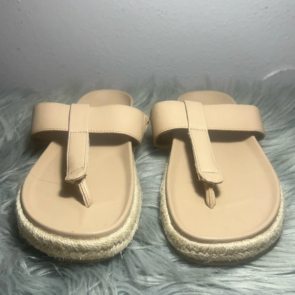 JOIE Nacho Sandal Thong Slide Espadrille Light Tan Vegan Casual Sandals Size 7.5